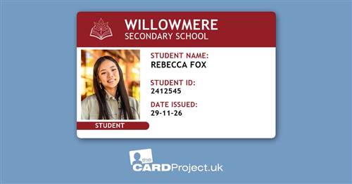 Secondary School Student ID Card - Red Header